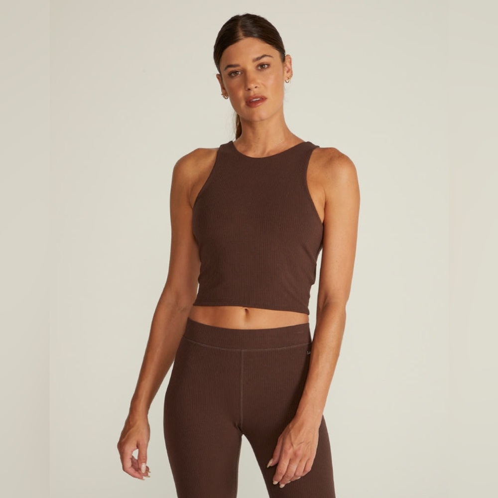 BYLT Basics Women’s Rib High-Neck Longline Bra Small BNWT COFFEE